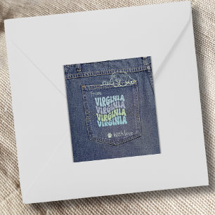 Virginia Dog in Jean Pocket Classic SquareSticker Square Sticker