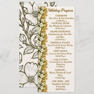 Virginia Dogwood Wedding Program Card