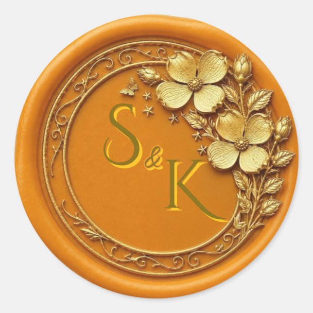 Virginia Dogwood Wedding Wax Seal Sticker (Front)