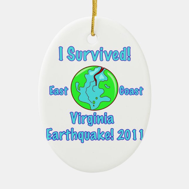 Virginia Earthquake of 2011 Ceramic Tree Decoration (Front)