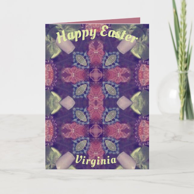VIRGINIA ~ Easter card pattern ~ Purple Pink Green (Front)