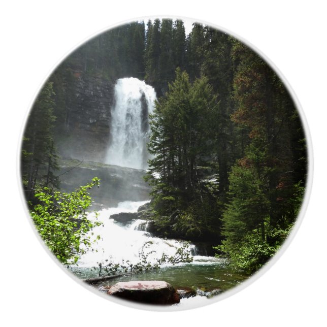 Virginia Falls at Glacier National Park Ceramic Knob (Front)