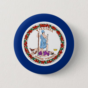 Virginia Flag 6 Cm Round Badge
