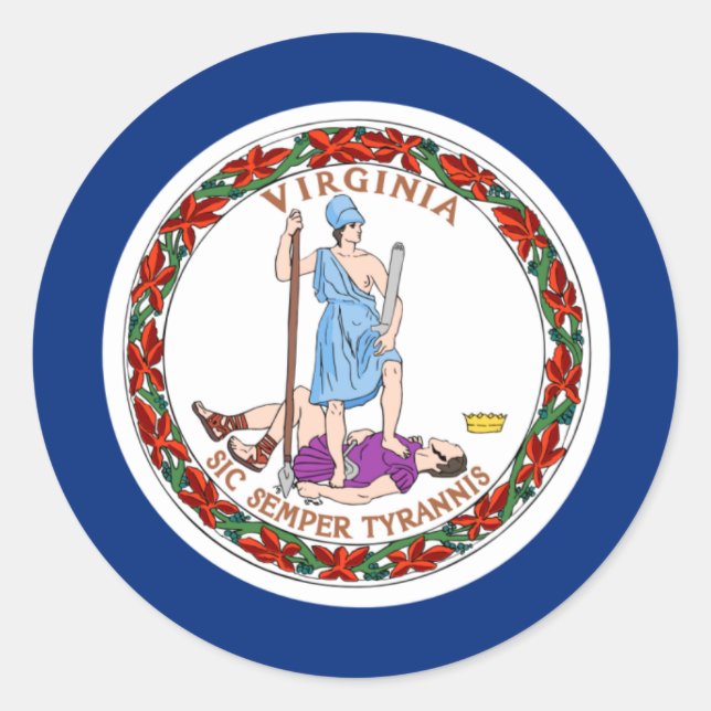 Virginia Flag Classic Round Sticker (Front)