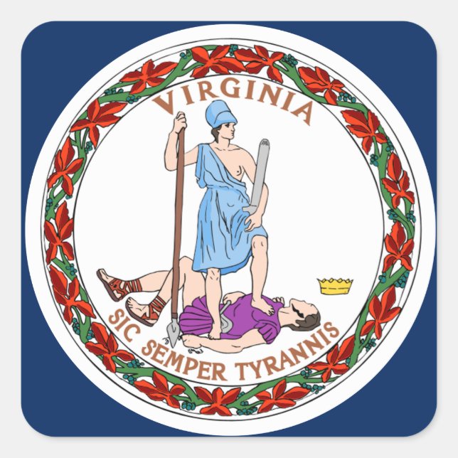 Virginia flag square sticker (Front)