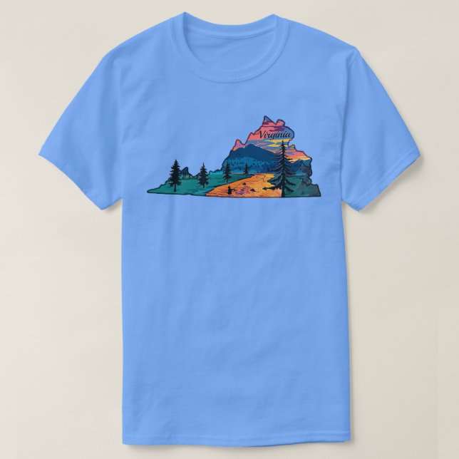 Virginia Fly Fishing State River Sunset by TeeCrea T-Shirt (Design Front)