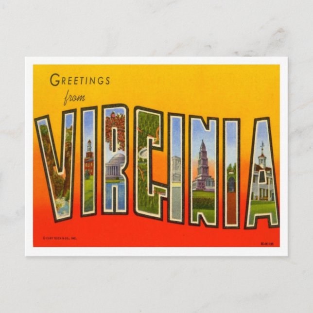 Virginia Greetings From US States Postcard (Front)