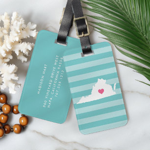 Virginia Heart   Home State Luggage Tag