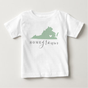 Virginia Home Grown   Editable Colours State Map Baby T-Shirt