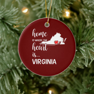 Virginia home is where the heart is ceramic tree decoration