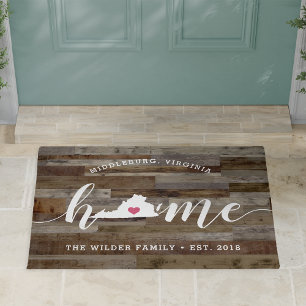 Virginia Home State Personalised Wood Look Doormat