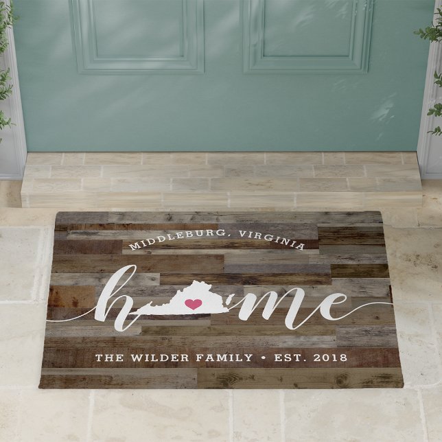 Virginia Home State Personalised Wood Look Doormat (Creator Uploaded)