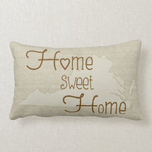 Virginia-Home Sweet Home burlap-look custom name Lumbar Cushion