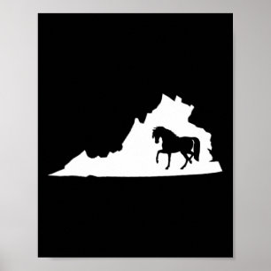 Virginia Horse Map Horseback Riding Equestrian Poster