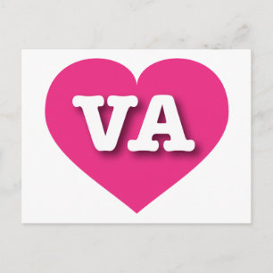 Virginia Hot Pink Heart - I love VA Postcard