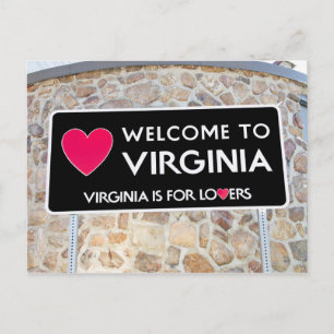 Virginia is for Lovers, Welcome to Virginia Sign Postcard