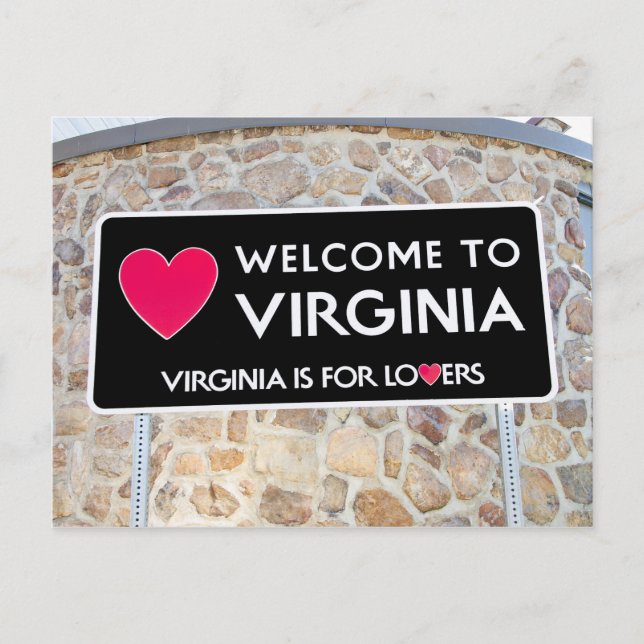 Virginia is for Lovers, Welcome to Virginia Sign Postcard (Front)