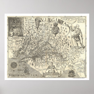 Virginia John Smith Map 1624 Poster