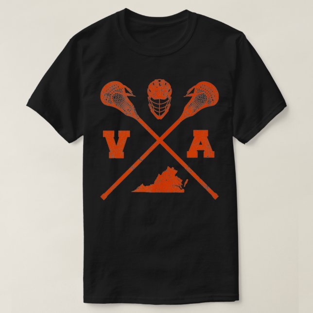 Virginia Lacrosse Vintage VA LAX Weathered  T-Shirt (Design Front)