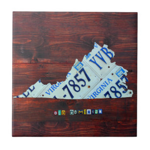 Virginia License Plate Map Ceramic Tile