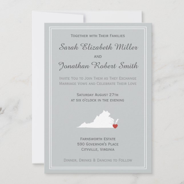 Virginia Love - Customisable Wedding Invitation (Front)