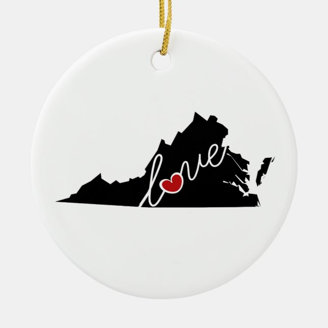 Virginia Love!  Gifts for VA Lovers Ceramic Tree Decoration (Front)