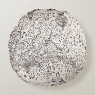 Virginia Map, 1612 Round Cushion