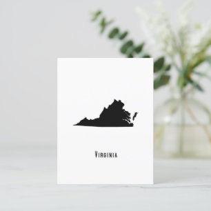 Virginia Map - Black and White Modern Virginia Map Postcard