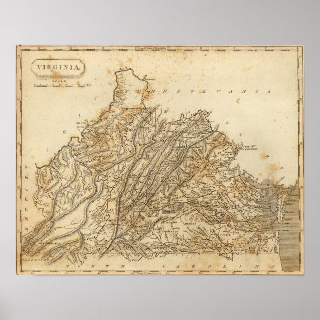 Virginia Map by Arrowsmith Poster (Front)