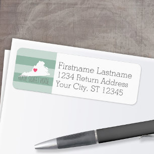 Virginia Map Home State Love with Custom Heart