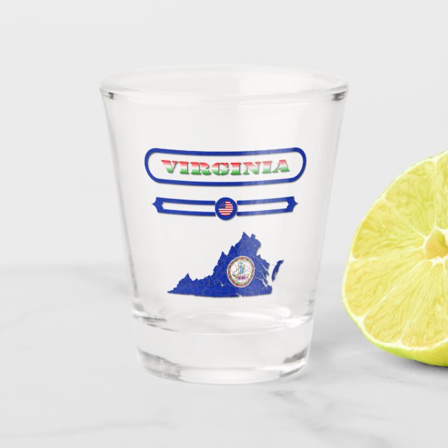 VIRGINIA MAP, VIRGINIA, USA. SAMER BRASIL SHOT GLASS (Front)