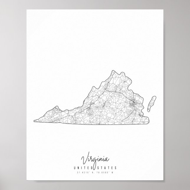 Virginia Minimal Street Map Poster (Front)