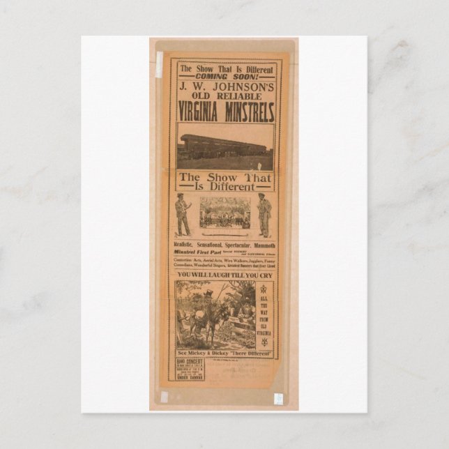 Virginia Ministrels Vintage Theatre Postcard (Front)