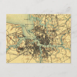Virginia Norfolk Vintage Map Postcard