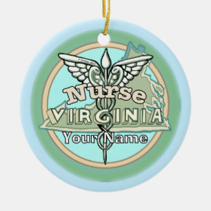 Virginia Nurse Caduceus Ceramic Tree Decoration