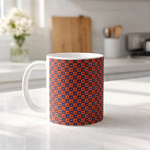 Virginia Pattern Chequerboard Orange Blue Coffee Mug