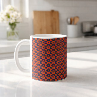 Virginia Pattern Chequerboard Orange Blue Coffee Mug