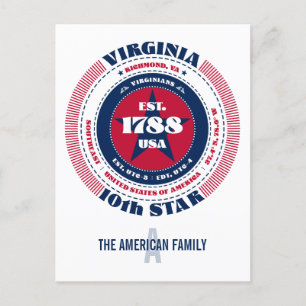 Virginia, Richmond, VA, Patriotic, Monogram Postcard