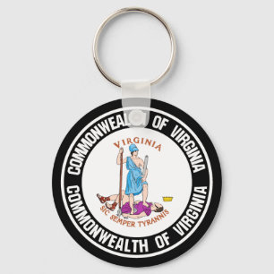 Virginia Round Emblem Key Ring