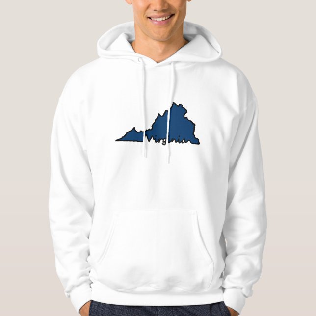 Virginia Script Hoodie - White/Navy (Front)