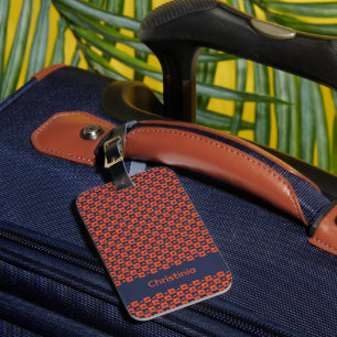 Virginia Silhouette Orange Blue Personalise Luggage Tag