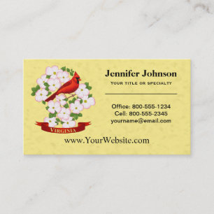 Virginia State Cardinal Bird and Dogwood Flower Business Card