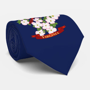 Virginia State Cardinal Bird and Dogwood Flower Tie