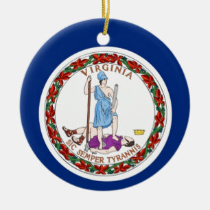 Virginia State Flag Ceramic Tree Decoration