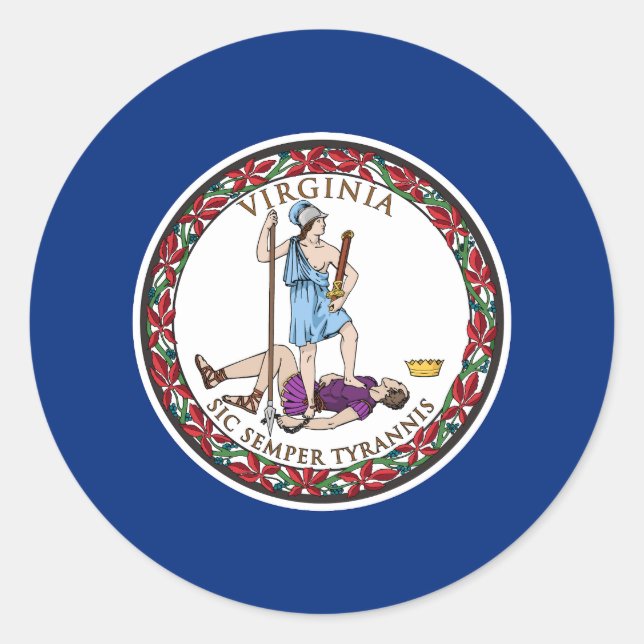 Virginia State Flag Classic Round Sticker (Front)
