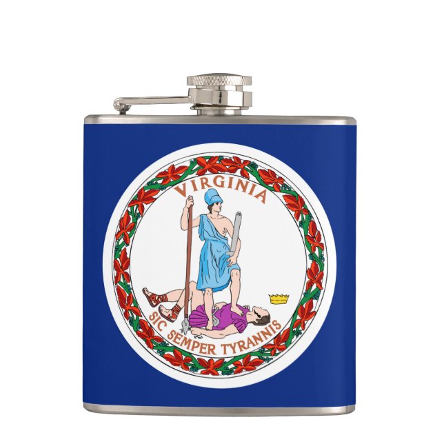 Virginia State Flag Design Hip Flask (Front)
