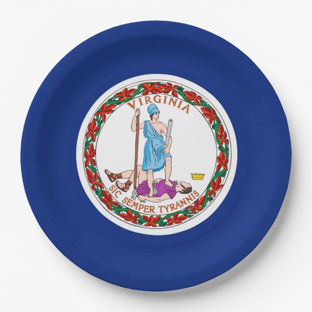 Virginia State Flag Design Paper Plate (Front)