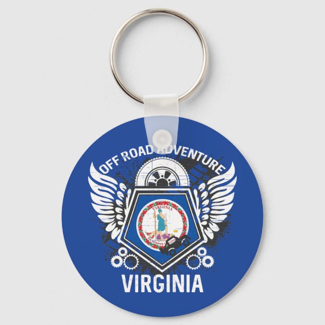 Virginia State Flag Off Road Adventure 4x4 Key Ring (Front)