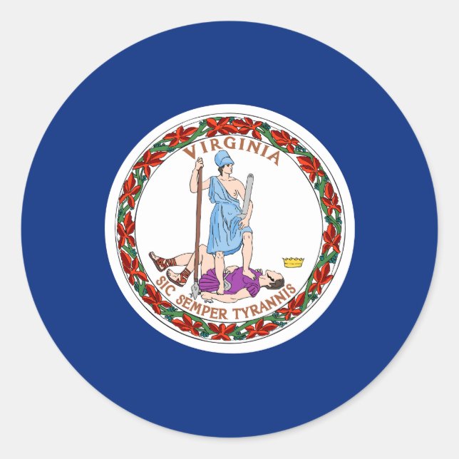 Virginia State Flag USA Classic Round Sticker (Front)