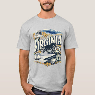 Virginia State Heritage Colonial Mountain Art T-Shirt